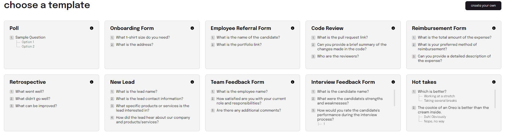 Form templates