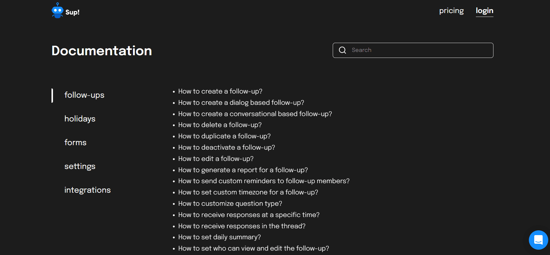 Search bar in documenattaion