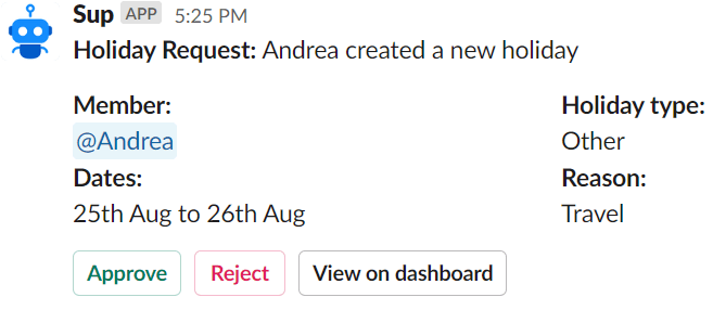 Holiday request changes