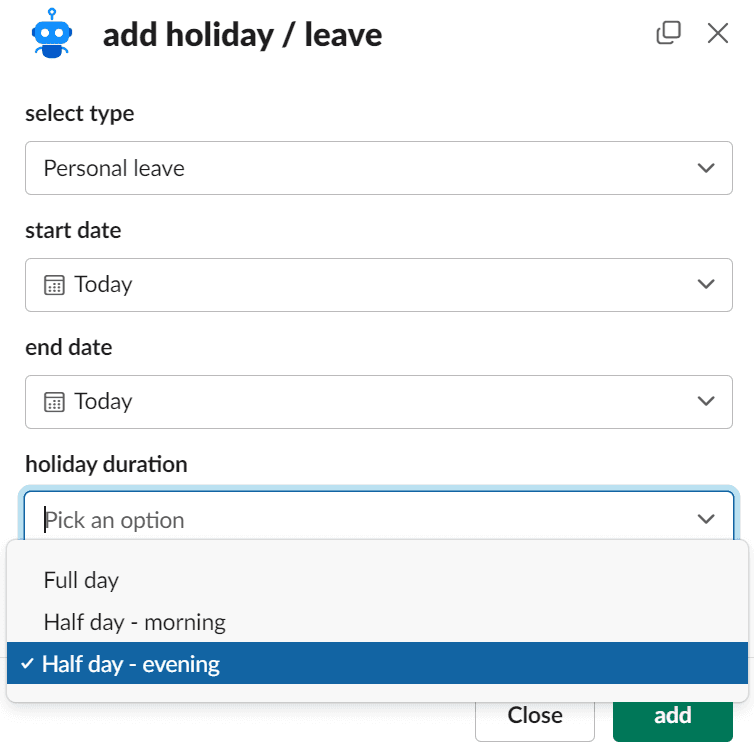 Half Day Holidays